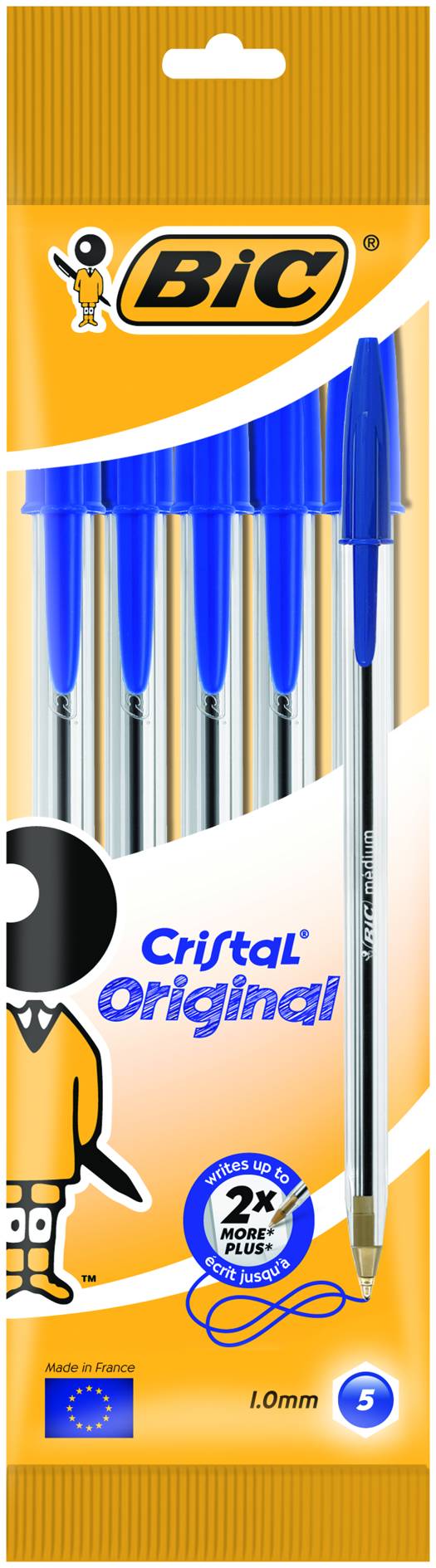 Stylo à bille BIC Crystal Original bleu pointe moyenne x10 BIC