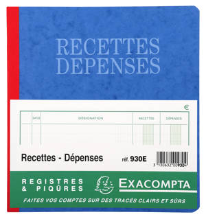 Exacompta 930E cahier Recette Dépense 80 Pages