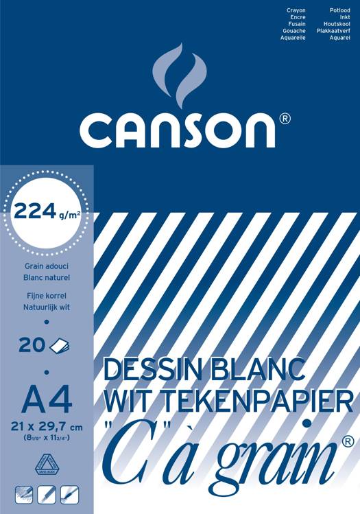 Rouleau de papier dessin C à Grain Canson 180 g/m² et 224 g/m²
