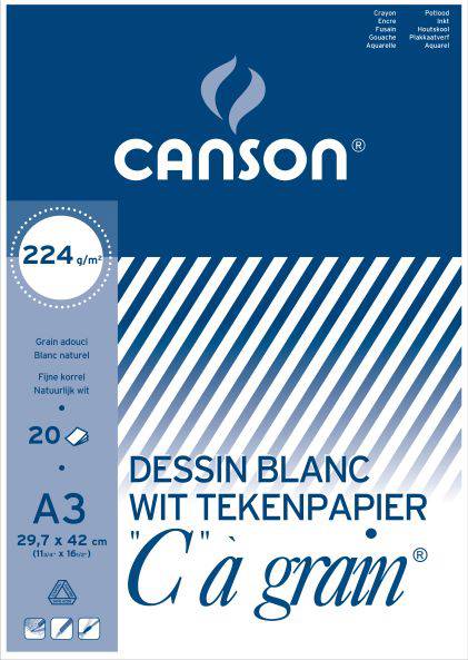 CANSON Blocs de papier dessin A3 200006007 200g, blanc 50 feuilles