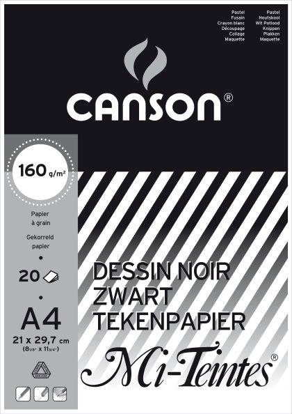 Bloc de papier dessin CANSON MI-TEINTES 160 g - A4 - noir