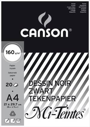 CANSON 40 feuilles de papier dessin, XL Dessin noir 150g A4